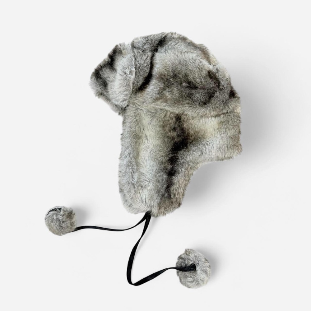 Jaclyn Smith Collection Faux Fur Trapper Hat OSFM Gray Y2K